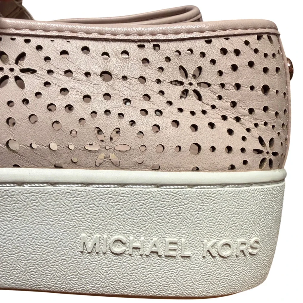 MICHAEL KORS Trent Slip On Women's 7.5 Soft Pink Perforated Leather Sneakers